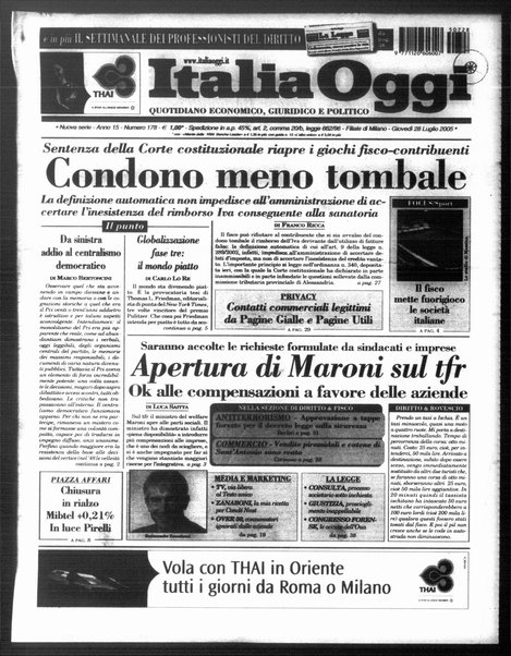 Italia oggi : quotidiano di economia finanza e politica